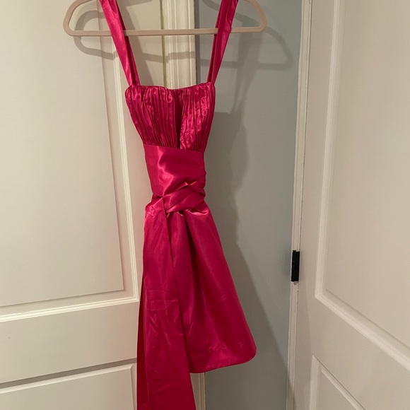 Anthropologie Maeve Bow-Tie Satin Mini Dress Size 4 - Picture 4 of 10